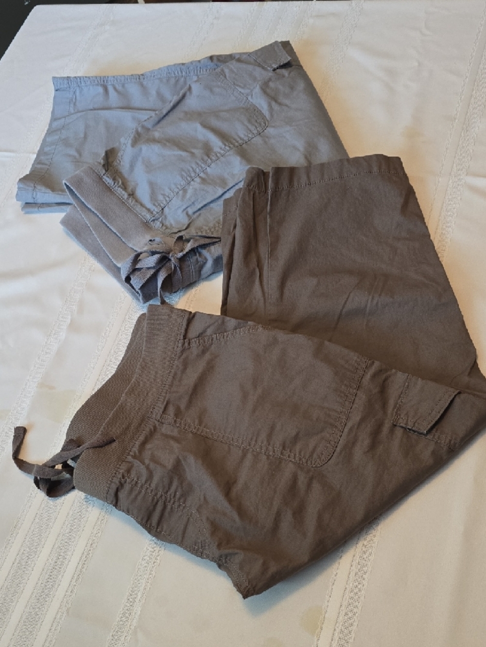 2 Pairs St. John's Bay Brown Knit-Trim Casual Capri Pants Size 0X